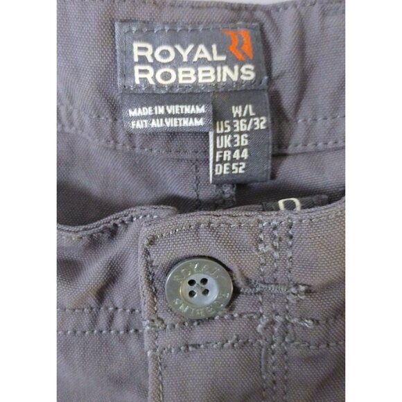 Royal Robbins Pants Men 36X32 Gray Cargo Chino Hiking Outdoor Nylon Zip Pocket - Picture 3 of 9